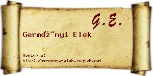 Germányi Elek névjegykártya